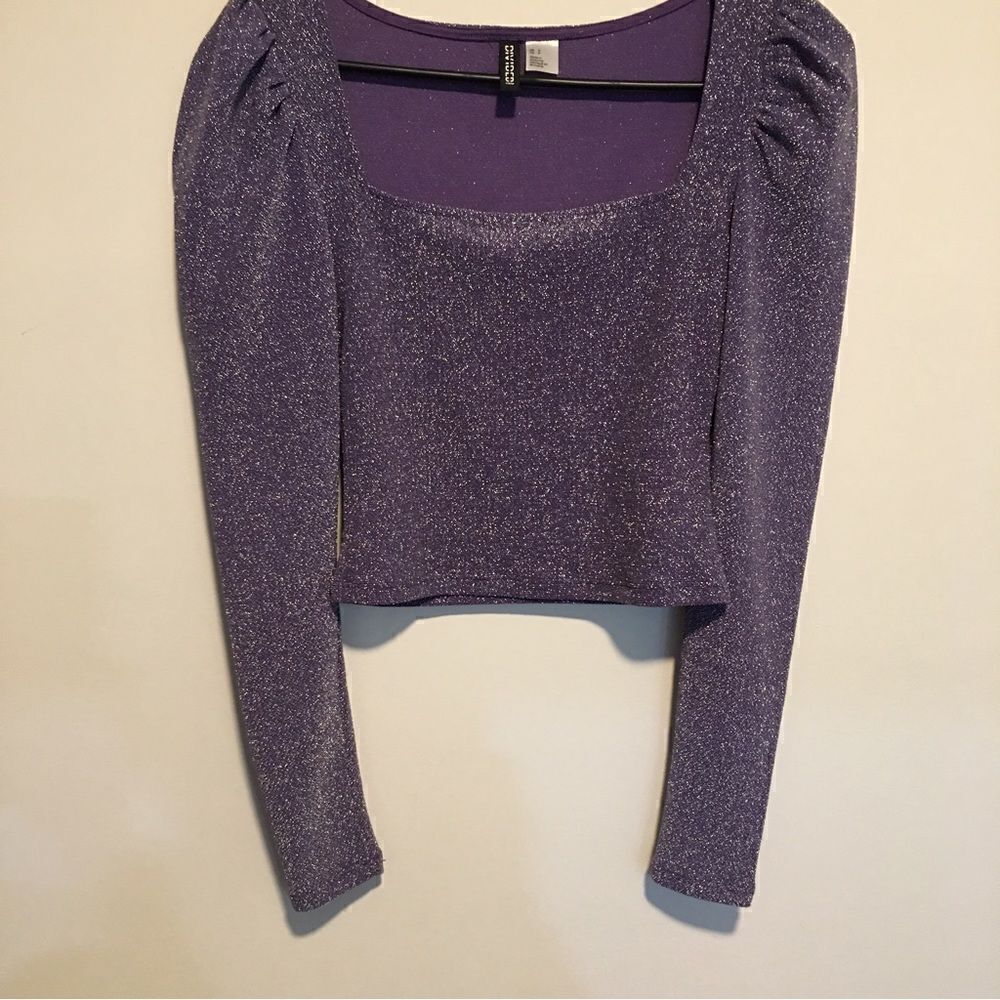 Divided Puff Sleeve Sparkle Top! Gorgeous - Picture 2 of 6